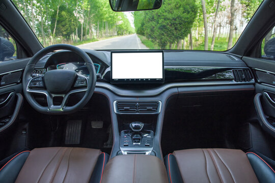 Car multimedia monitors screen with empty space for message.