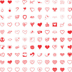 Collection of red shapes and symbols icon