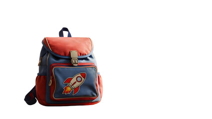Colorful kids school bag isolated on transparent background