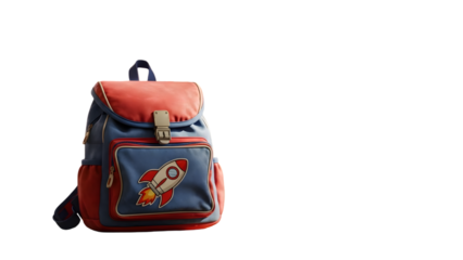 Colorful kids school bag isolated on transparent background