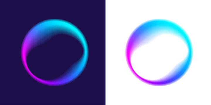 Abstract neon waves curve into a circular form. Dynamic gradients give a sense of flow and energy. The design feels modern, vibrant, and digital. PNG vector.