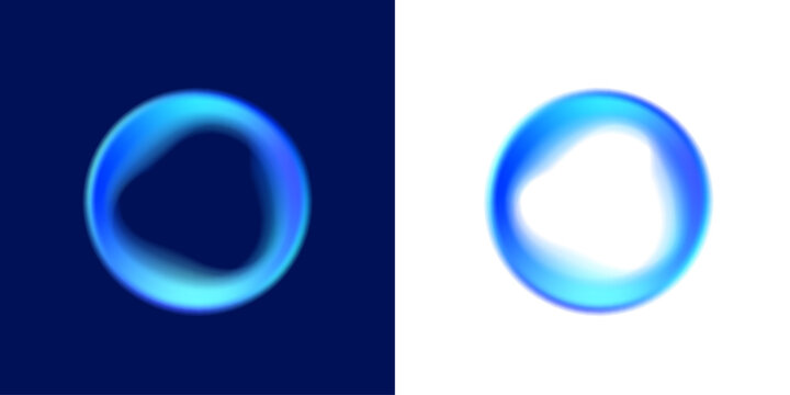 Neon glowing set circle shape with smooth gradient, blur portal PNG vector. Bright luminous ring with soft light aura effect. Futuristic abstract digital element. Cool water turns into liquid ice. 