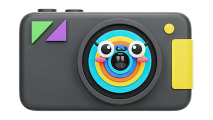Cute Cartoon Camera with Playful Face