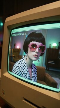 Retro Computer Monitor with Vintage Image Display