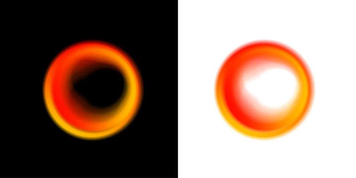 Bright neon orange circle tunnel portal shape with liquid fluid gradient glow PNG vector. Smooth luminous ring with soft blur reflections and flowing light motion. Futuristic abstract sci-fi frame.