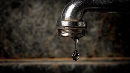 Close up of water dripping from an old metal tap