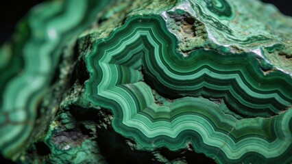 Green malachite stone with layered bands and smooth texture  