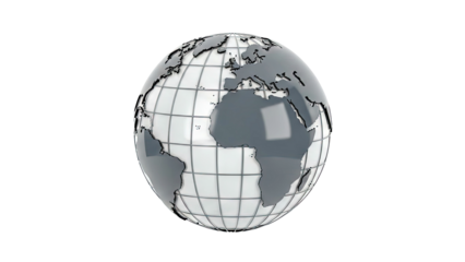 3D Globe with Continents on White Background