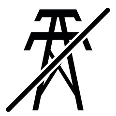 Prohibited Electricity Pylon Icon with Diagonal Slash No Power Symbol