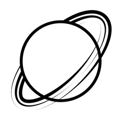 Orbiting elliptical rings, Saturn planet with stylized elliptical space rings