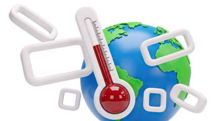 Global warming thermometer and planet Earth
