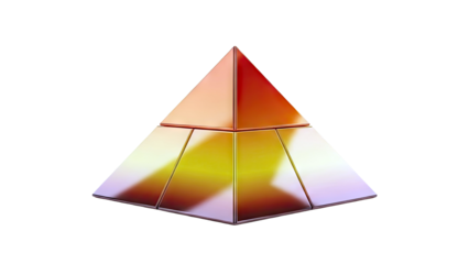3D Rendered Golden Pyramid with Gradient Colors