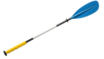 Blue kayak paddle isolated PNG on transparent background, boating equipment for water sports and outdoor recreation