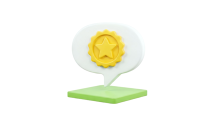 3D Icon of a Star Badge inside a Speech Bubble