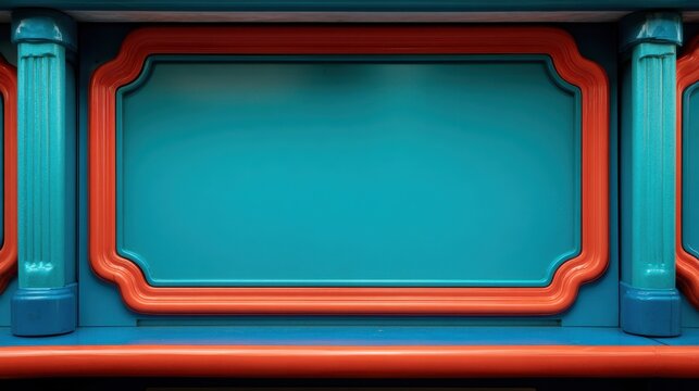 Close up of an empty teal amusement park food kiosk