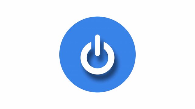 Blue circle motion graphic animation power buttom. Alpha Channel. 4k Animation