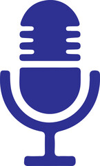 Blue microphone icon isolated on transparent background