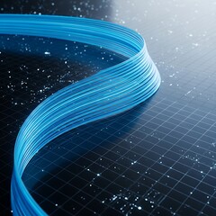 Futuristic Blue Light Stream on Digital Grid Background.
