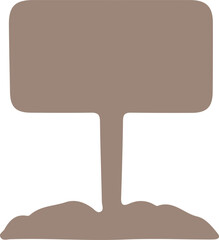 Brown blank sign on a post isolated on transparent background
