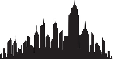 Obraz premium Black silhouette of a city skyline with tall buildings