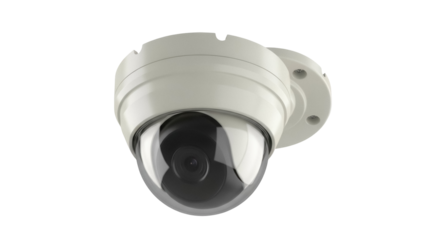 Dome security camera isolated PNG, surveillance system for home or business security and monitoring on transparent background