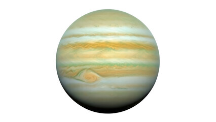 Jupiter planet isolated PNG, gas giant with colorful bands and swirling clouds on transparent...