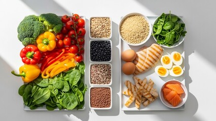 Naklejka premium Healthy and Nutritious Food Variety - A Colorful and Balanced Diet for Wellness.