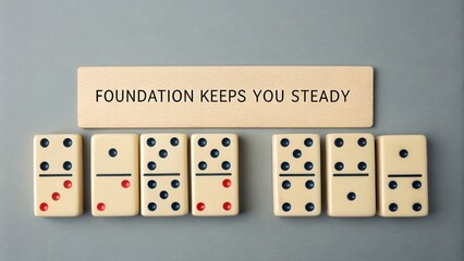 Dominos in a Line with Motivational Text Above