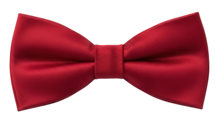 Elegant red bow tie isolated PNG on transparent background, formal wear accessory for special occasions and celebrations