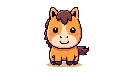 Cute Cartoon Horse Mascot Sitting