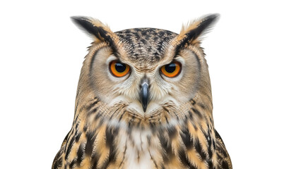 Majestic Eurasian eagle-owl PNG isolated on transparent background, nocturnal bird of prey with...