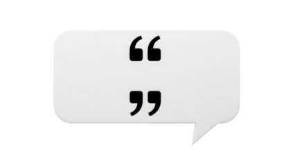 Quotation mark in speech bubble PNG isolated on transparent background, punctuation symbol for writing and design use