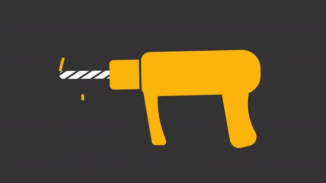 Power drill glyph color animation. Electric hand drill animated solid icon. Construction equipment, material work. Handy instrument. Isolated element on dark background. Alpha transparent video