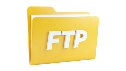 3D Icon of a Yellow Folder Labeled 'FTP'