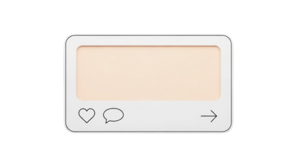 Social media post frame PNG isolated on transparent background, like comment share icon for online communication and digital marketing