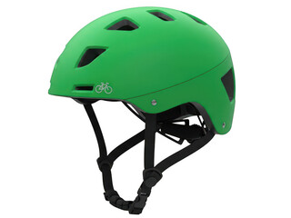 Green bicycle helmet isolated on transparent background