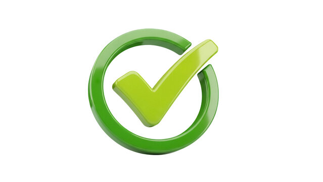 Green check mark PNG isolated on transparent background, approval and validation graphic for web design and user interface