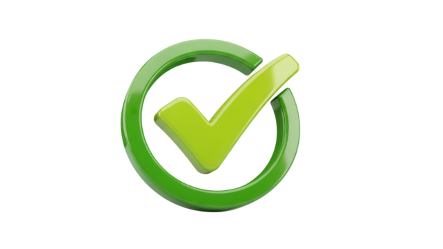 Green check mark PNG isolated on transparent background, approval and validation graphic for web design and user interface - Powered by Adobe