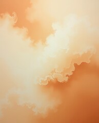 Clouds drift in a warm sky during sunset over a serene landscape with simple hues and soft textures reflecting light