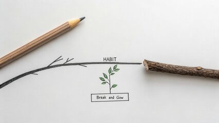 Illustration of a snapped twig symbolizing breaking a habit