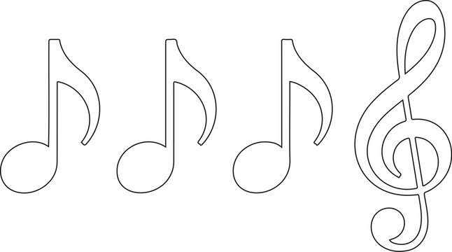 A black and white illustration of musical notation symbols arranged horizontally.