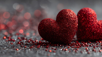 Romantic Heart Shapes with Luxury Glitter Texture