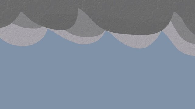 Weather Forecast Animation with Paper Cut Style, Transition from Sunny Sky to Rain Storm and Clear Sky Again