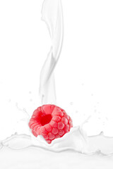 Milk Splash with Fresh Raspberry