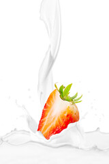 Milk Splash with Fresh Strawberry