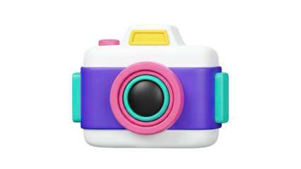 3D Cartoon Camera Icon with Bright Colors