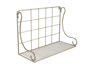Modern metal wall shelf for storage and display isolated on transparent background