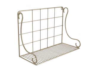 Modern metal wall shelf for storage and display isolated on transparent background
