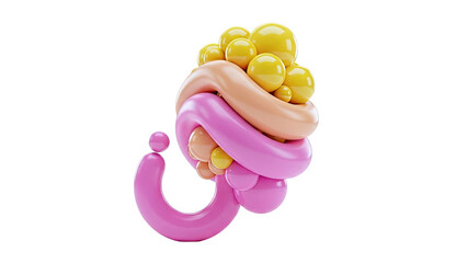 Abstract 3D Shapes: Pink, Orange, and Yellow Organic Forms