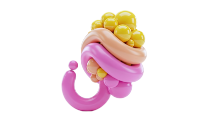 Abstract 3D Shapes: Pink, Orange, and Yellow Organic Forms